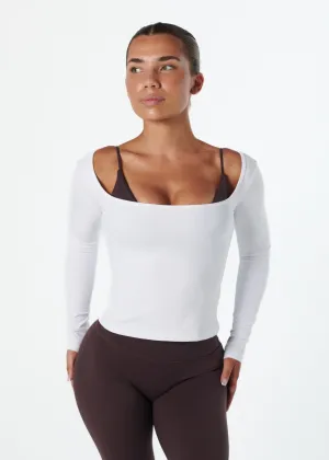 SoftTouchLining SERENE SCOOP LONG SLEEVE - WHITE