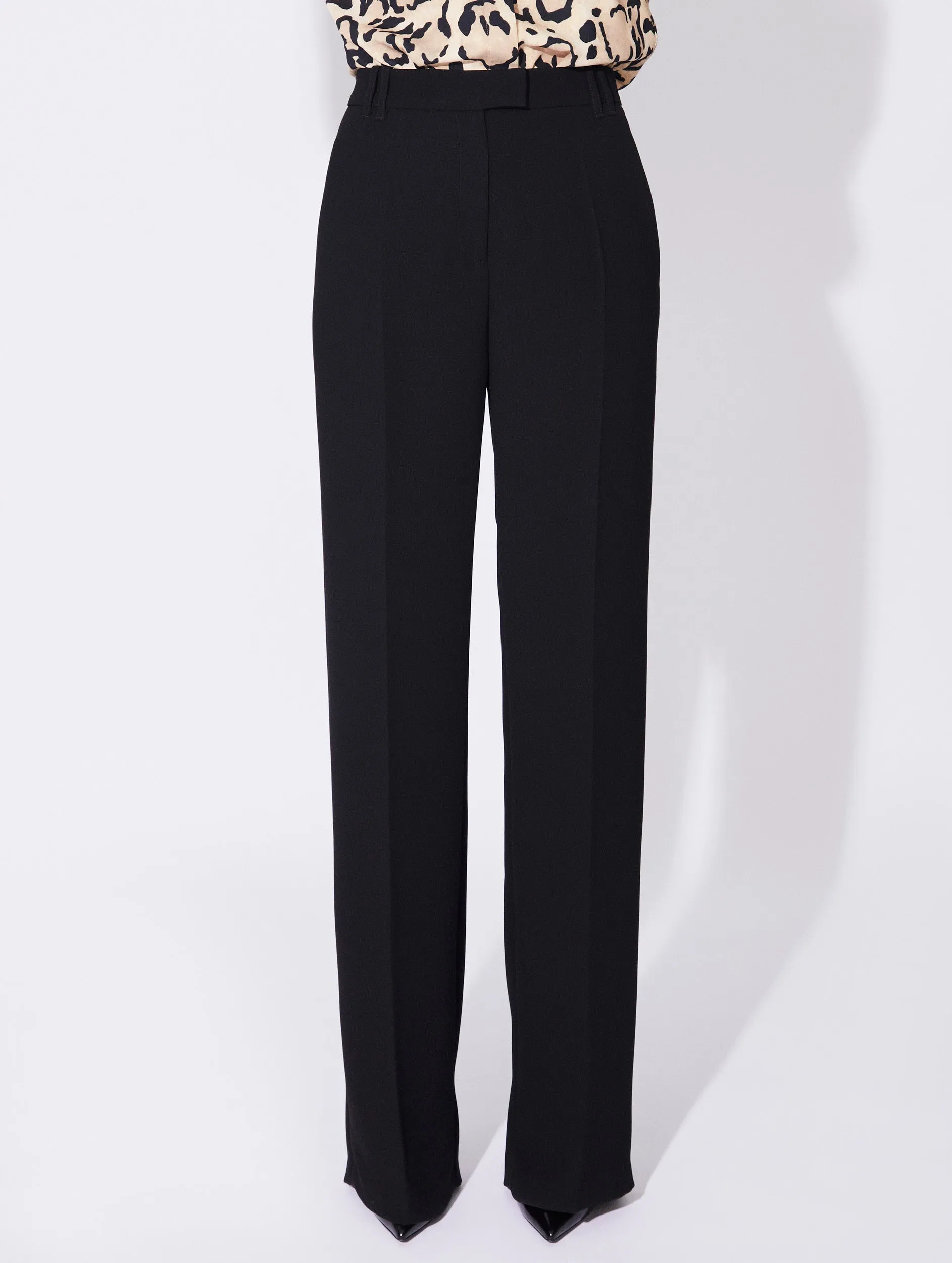 Black crepe high waisted flared trousers Active Comfort Fit