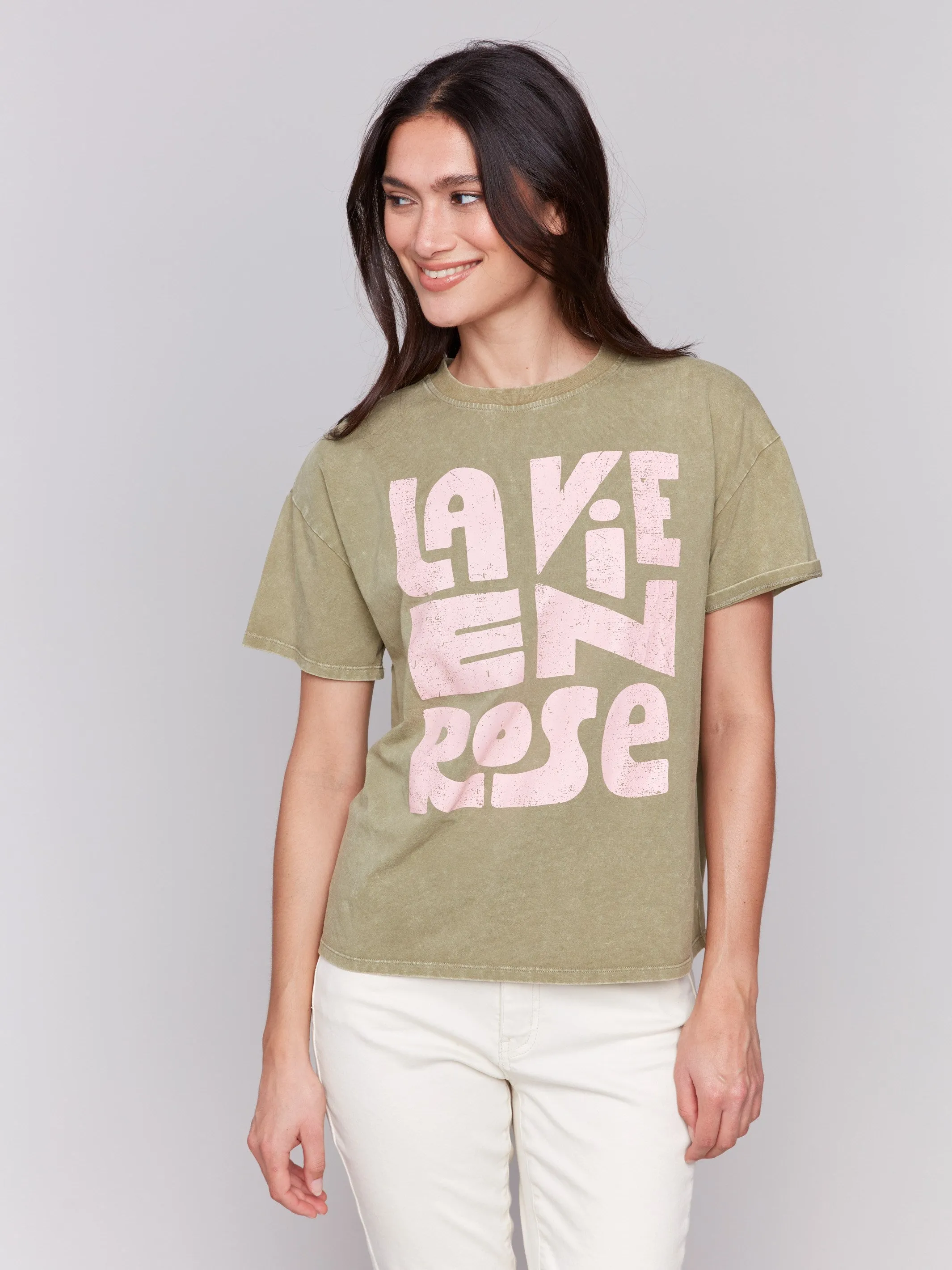 Stylish Hat Casual Polo Loose Fit Graphic T-Shirt - Celadon