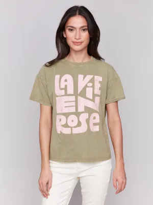 AbrasionResistant Material MoistureWickingMaterial Loose Fit Graphic T-Shirt - Celadon
