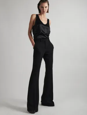 Ripped design Black crepe bootleg trousers