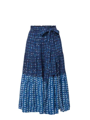 Romantic Vibe Classic Touch Jenni Skirt in Denim Tides Colorblock