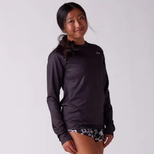 King Mode Breathable mesh Women's Vapor Lite Tempo LS Tee - Heather Black