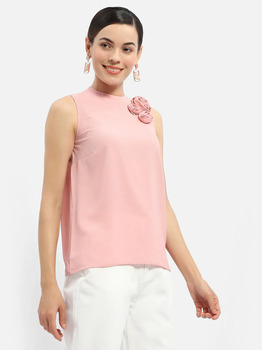 Madame Applique Adorned Pink Shimmer Top Breathable Lining Island Vibe