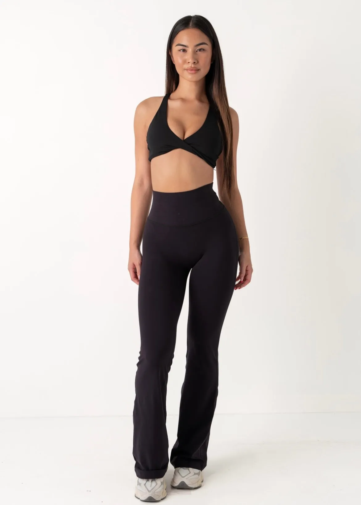 EVERYDAY FLARED LEGGINGS - BLACK Urban Commuter Moisture Wicking Outdoor Lover Mesh Panel