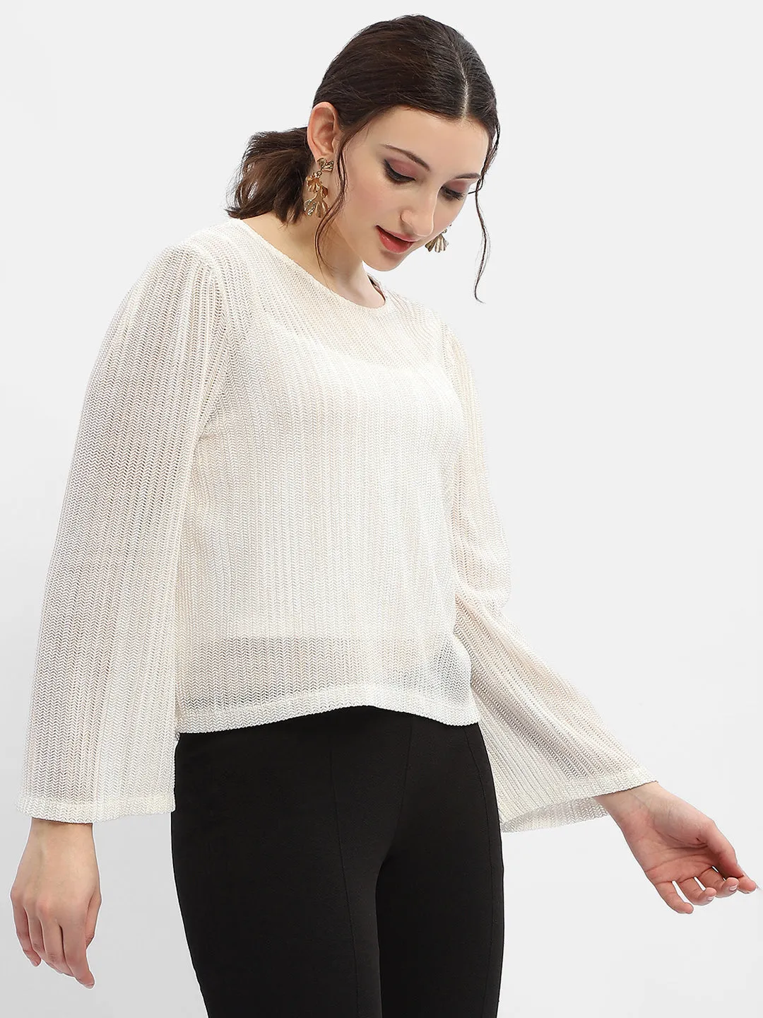 Madame Cut Out Back Off-White Knit Top Ocean Fit