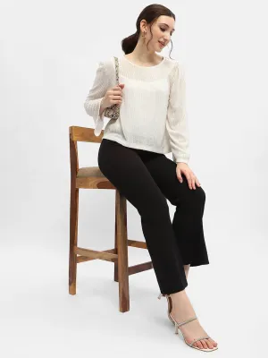 Flexible Outerwear Madame Cut Out Back Off-White Knit Top