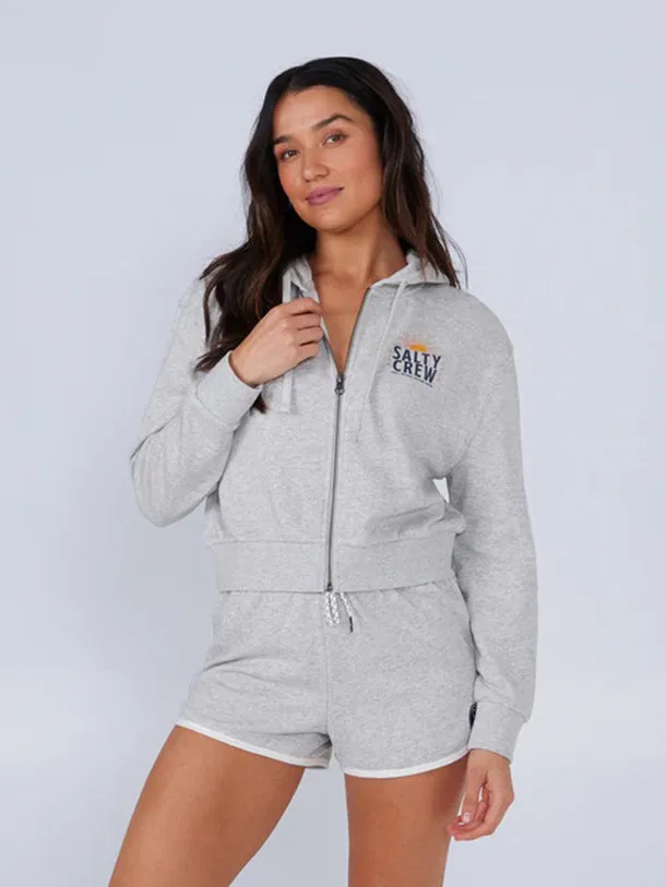Tall Fit Layered Style Women's Cruisin Crop Zip Up Hoodie - Athletic Heather