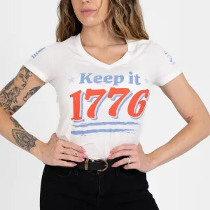 Women's Keep It 1776 V-Neck - White Recycled Polyester Blend Cozy and Light