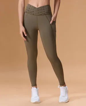 Versatile Design Women Cross Waist Mid Rise Leggings