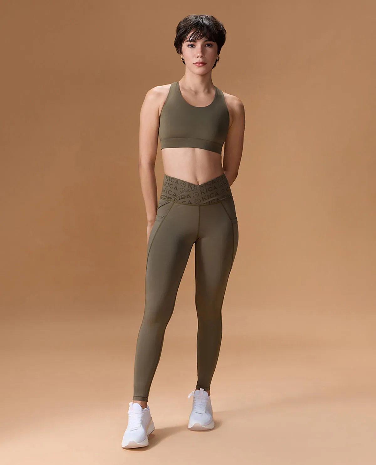 Women Cross Waist Mid Rise Leggings Skin Fit UltraSoft Lining