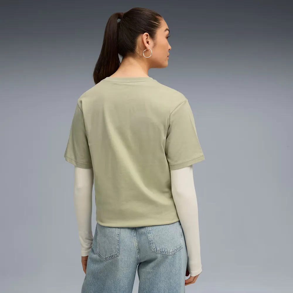 Puma Women's Essentials Relaxed Lux Army Tee Minimal Look Comfy and Soft