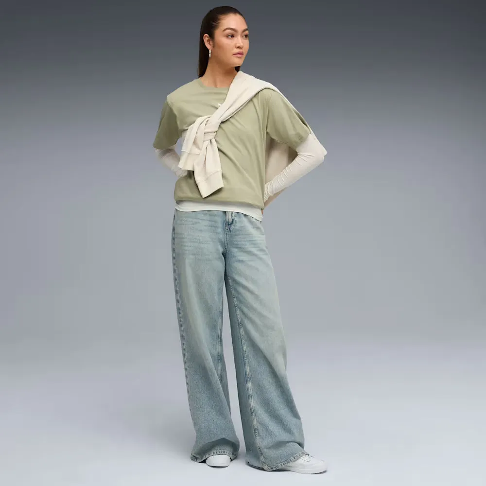 Heavyweight Weave Puma Women's Essentials Relaxed Lux Army Tee