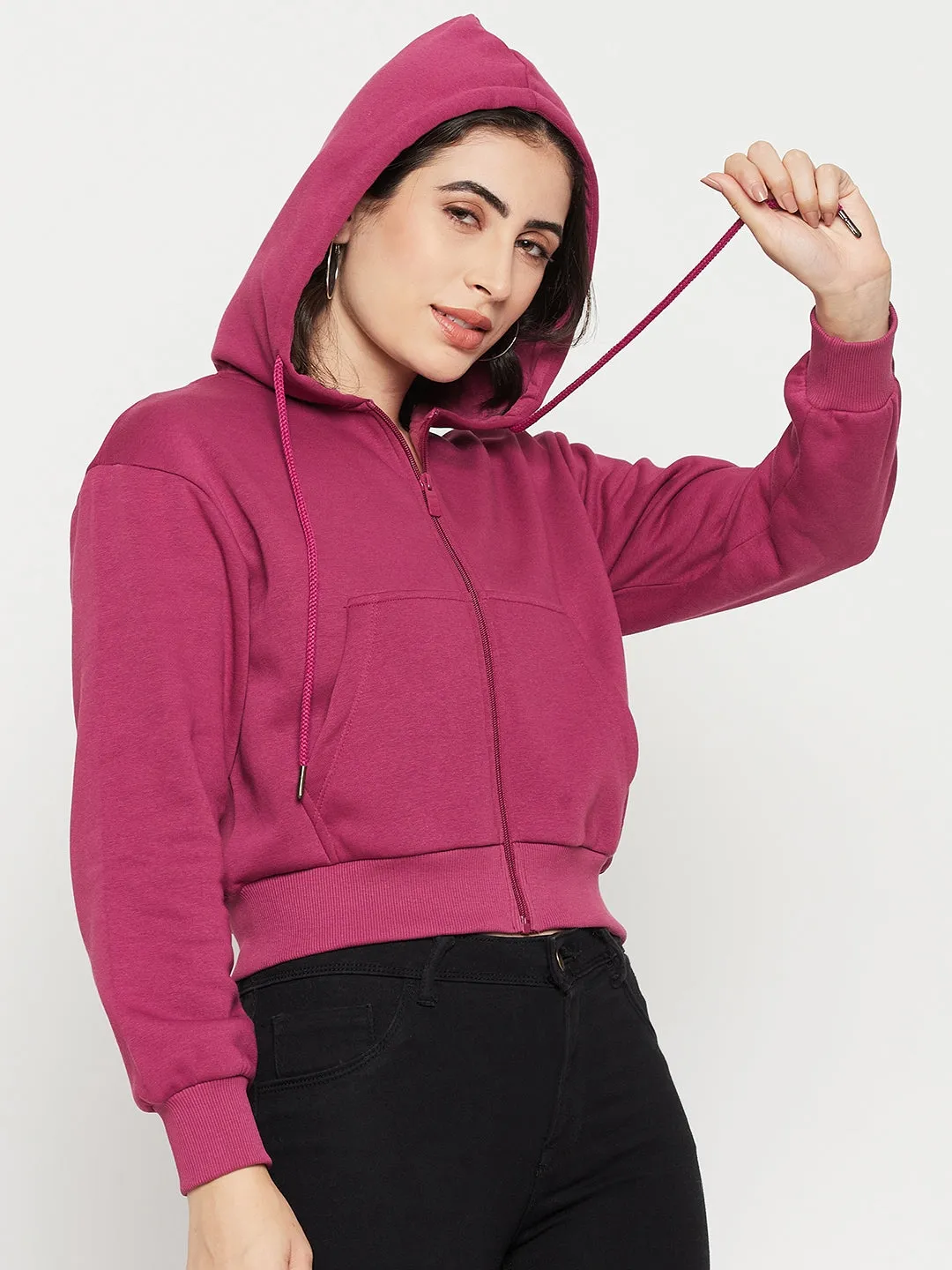 Madame Fuschia Hood Neck Sweatshirt product casual elegance factor Bold Graphics