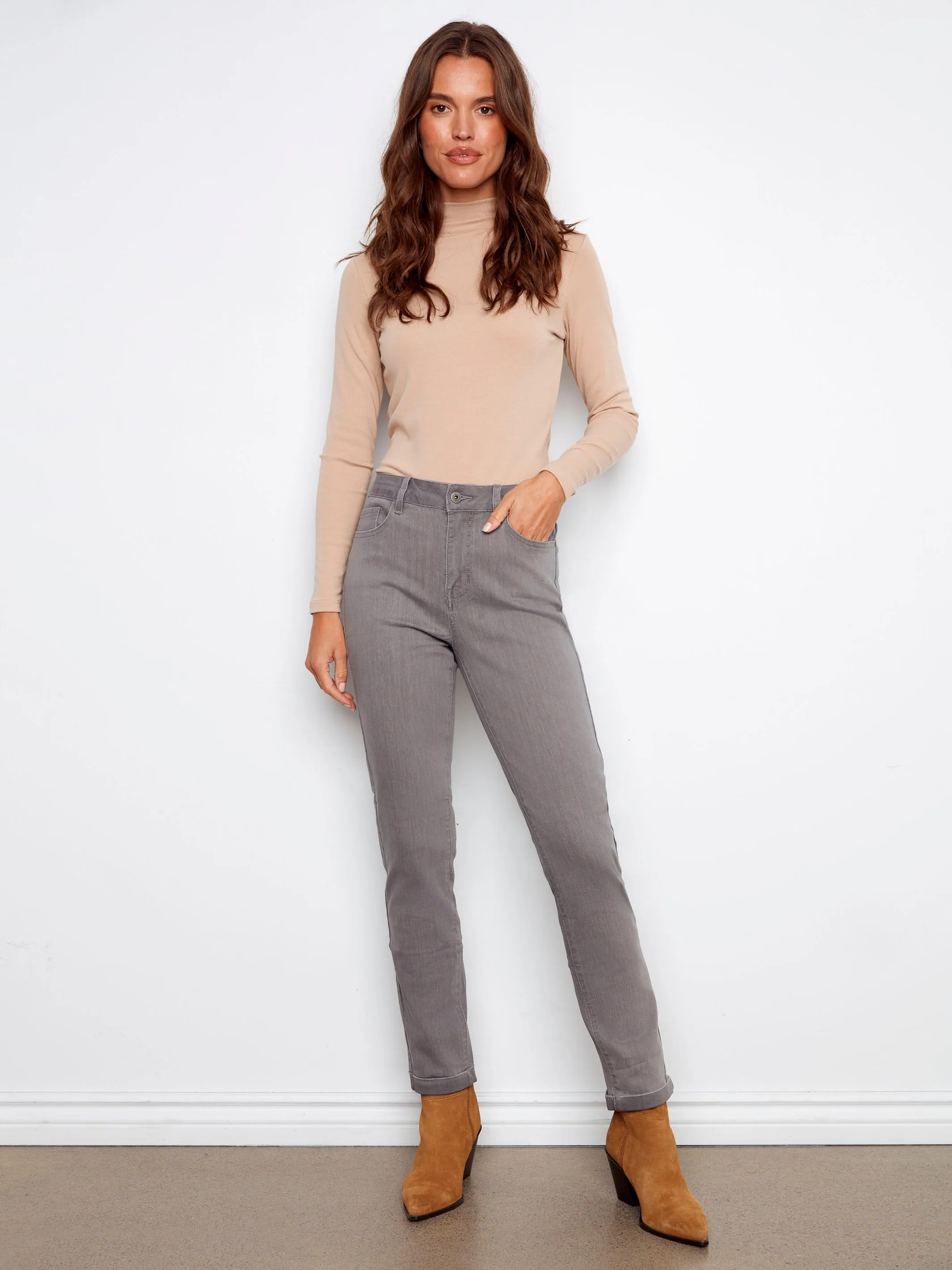 Long Sleeve Mock Neck Top - Sesame WearResistantHem