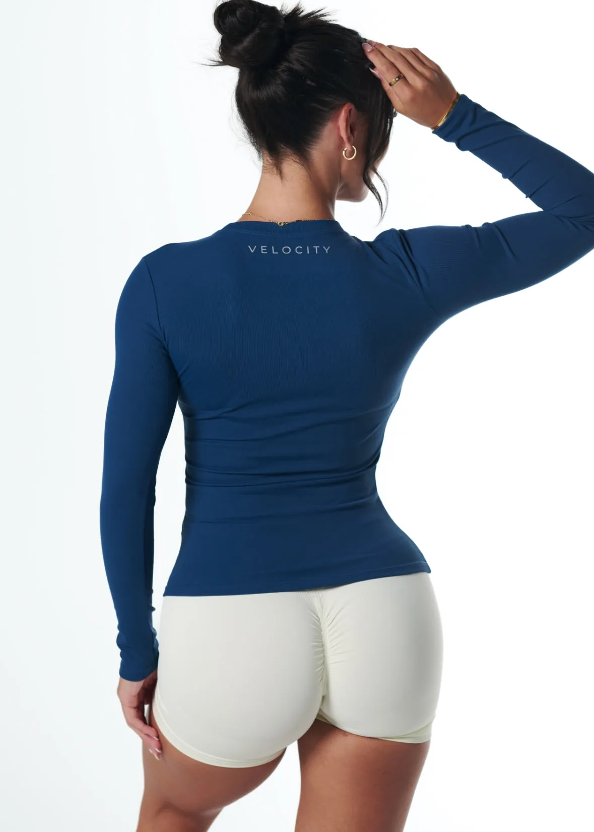 RIBBED LONG SLEEVE - DEEP BLUE Mature Charm Lounge Gear