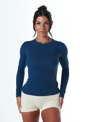 RIBBED LONG SLEEVE - DEEP BLUE Active Fit