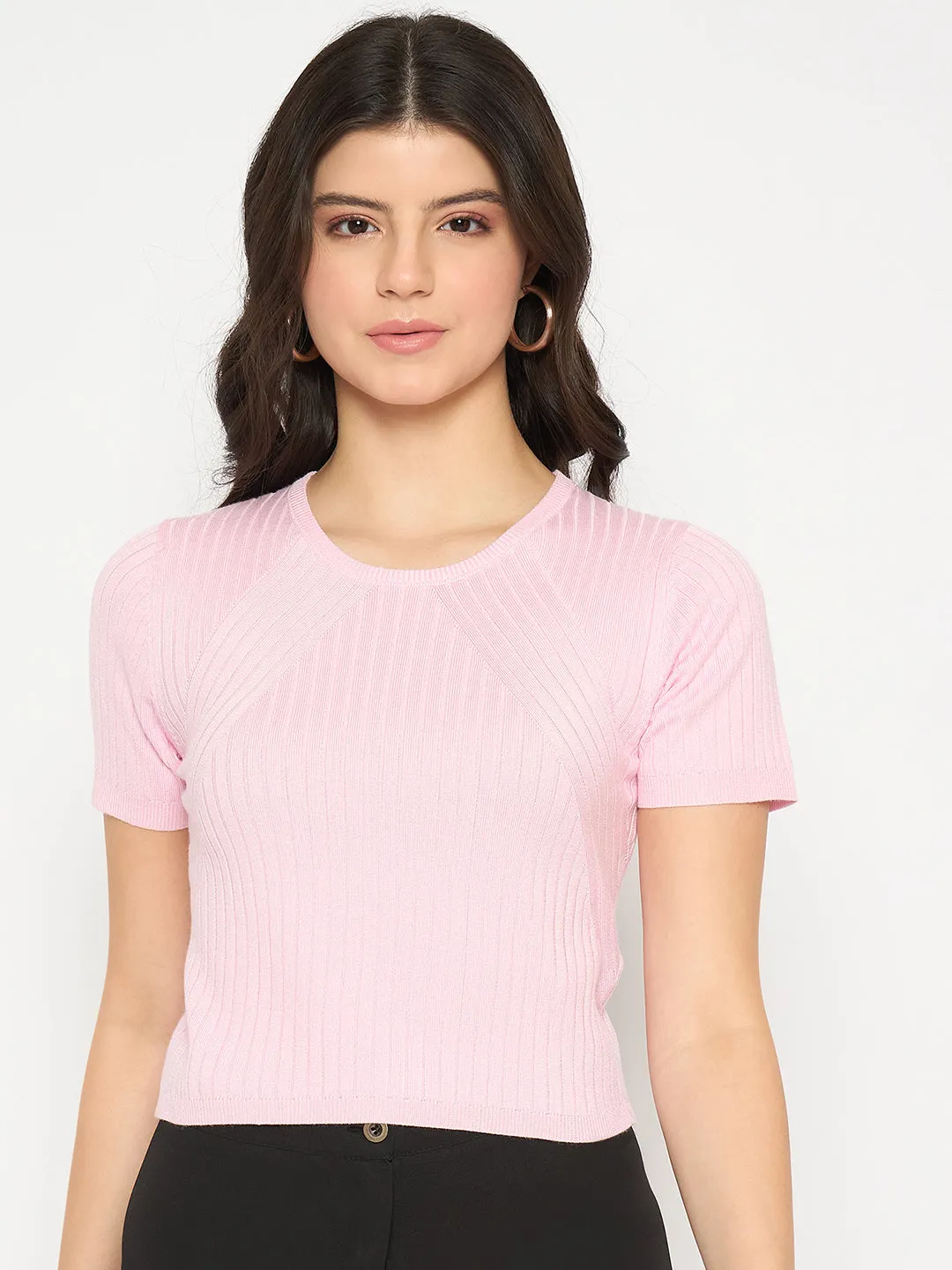 LowProfile Madame Ribbed Sold Pink Knitted Crop Top