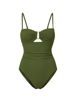 Juliette One Piece In Olive Texture Stackable Storage Design Mesh Lined Padding