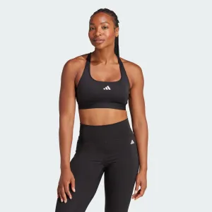 Adidas Women's Powerreact Training Medium-Support Black Bra Anti-microbial