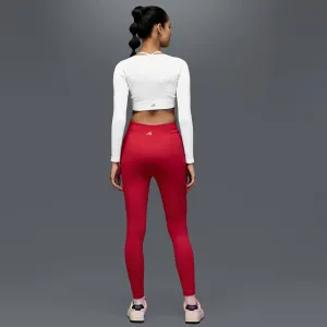 Limitless Snatched mid waisted ribbed Leggings - RED Durable Comfort