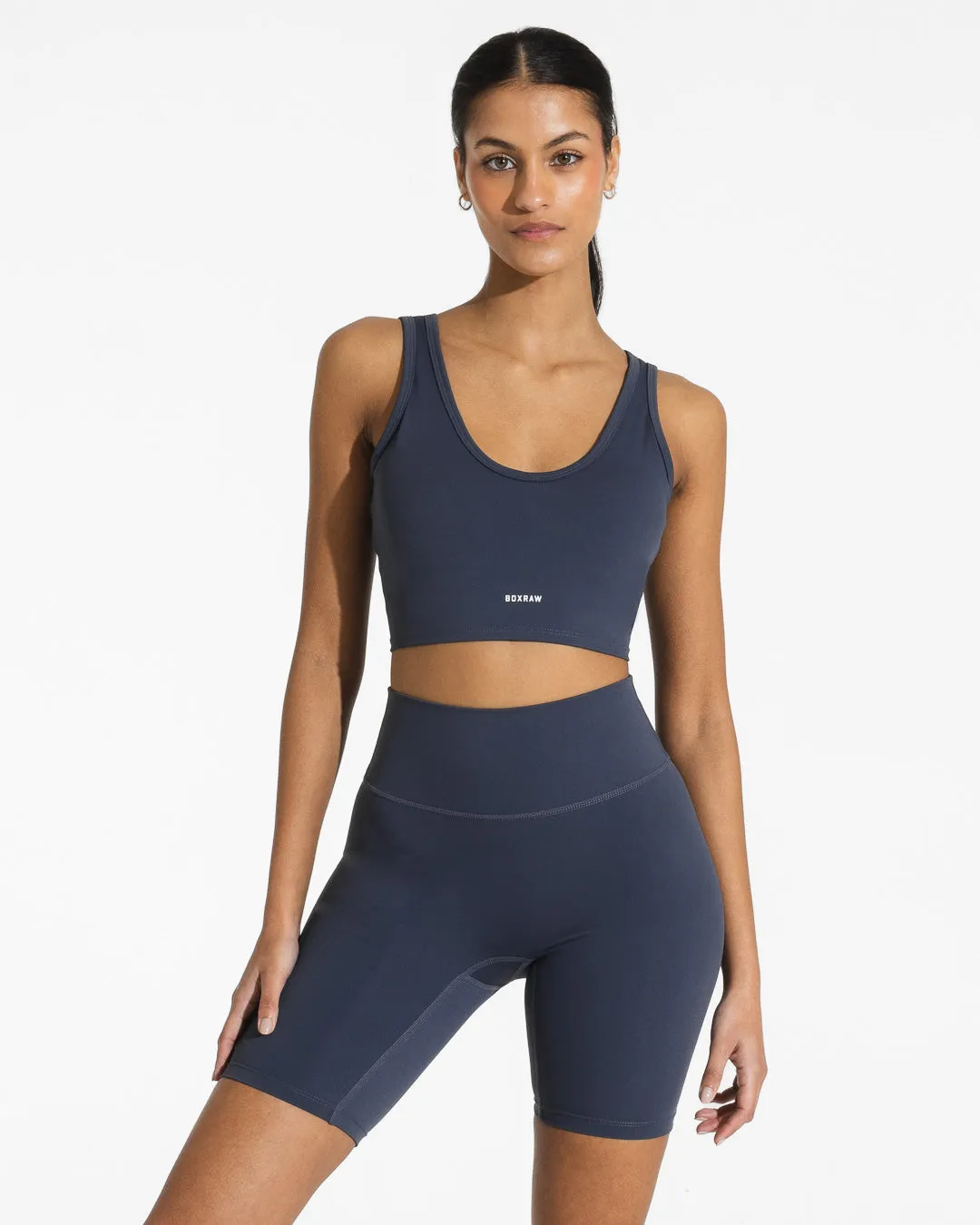 Mix and match seams Annie Tank Bra - Graphite Blue