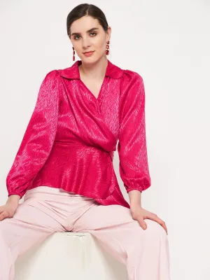 Madame Hot Pink Puff Sleeve Top SnagFree Surface