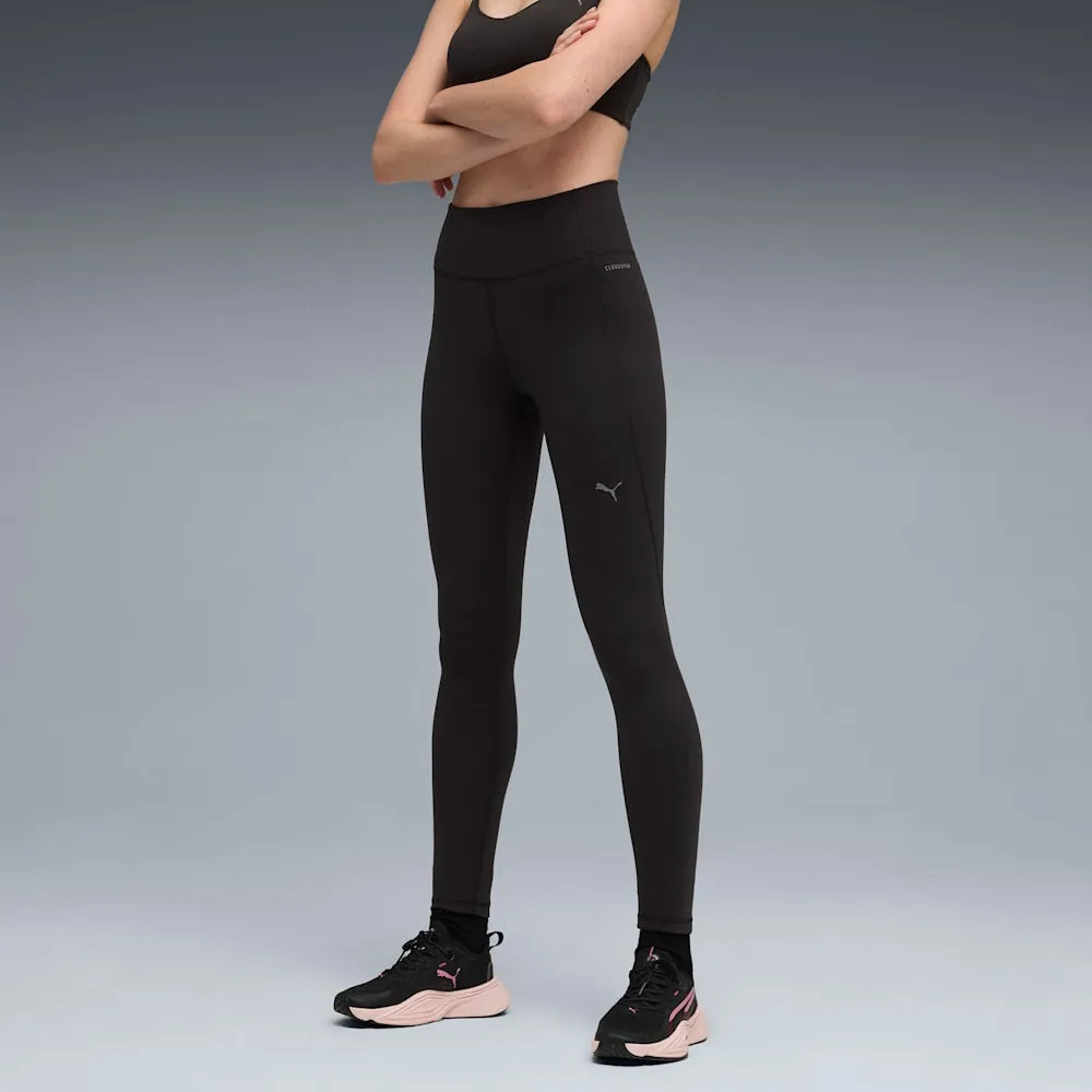 Puma Women's Cloudspun High Waisted  Black Tights Stylish Scarf