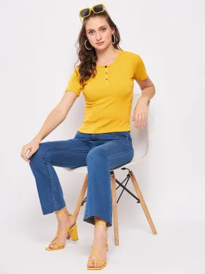 Madame Casual Mustard Cotton Top Craft Core Outdoor Jacket