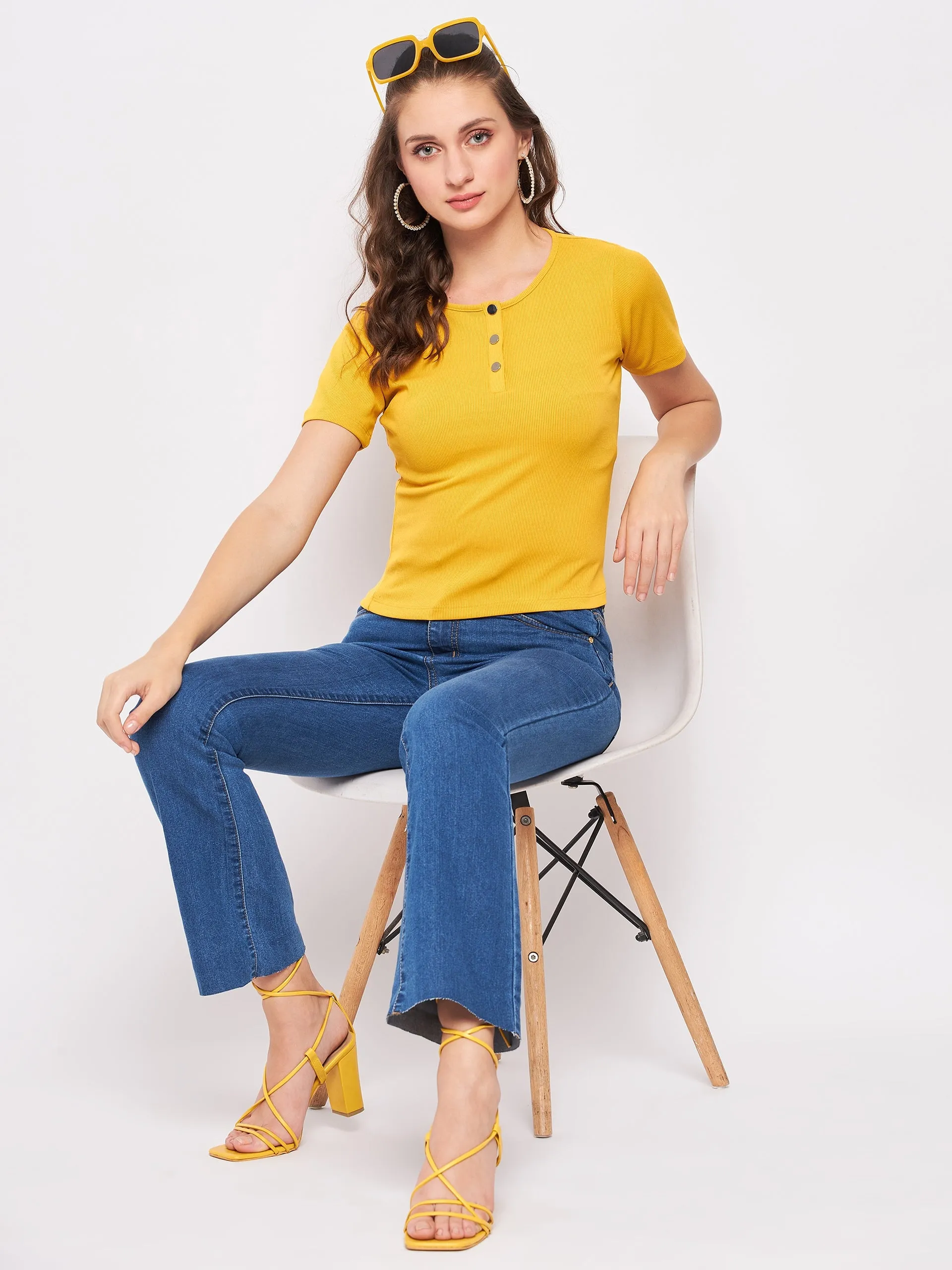Madame Casual Mustard Cotton Top Craft Core Outdoor Jacket