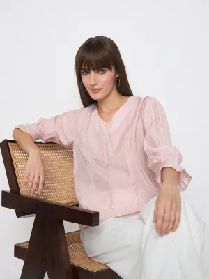 Madame Nylon Swarovski Dart Detailed Peach Top Timeless Cardigan