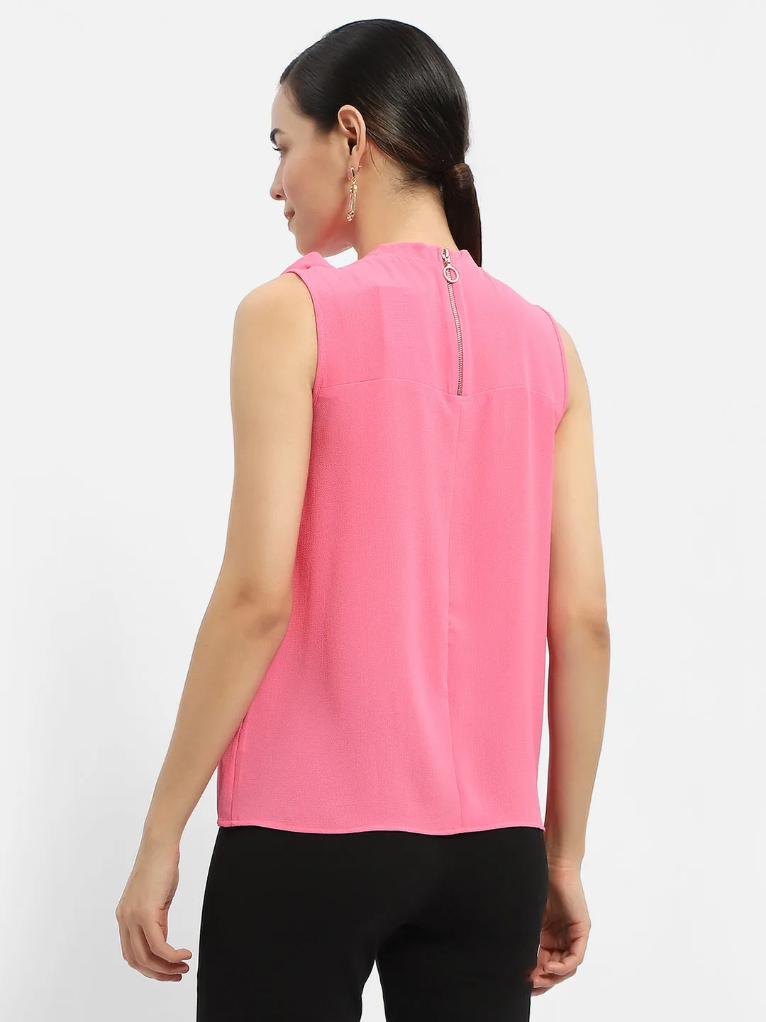 Madame Applique Adorned Fuschia Pink Shimmer Top LayeredPanels Tailored Fit