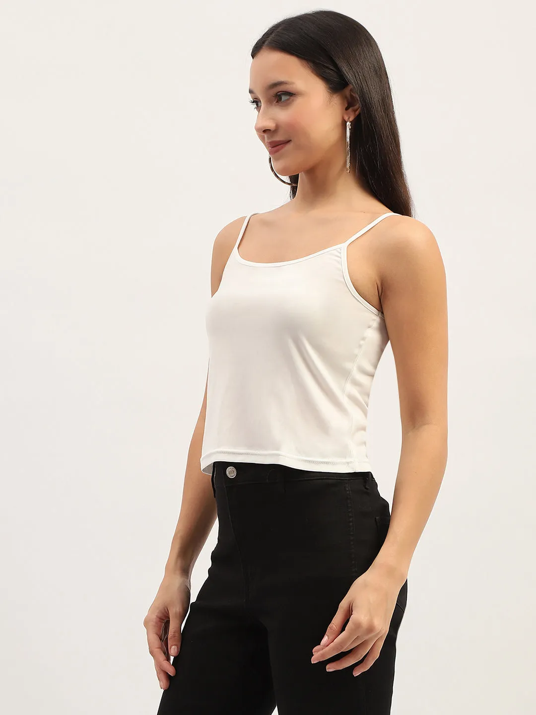 Comfortable Jacket Madame Lace Detailing Solid White Top