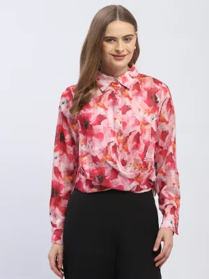 Peace Glow Madame Abstract Print Hot Pink Regular Top