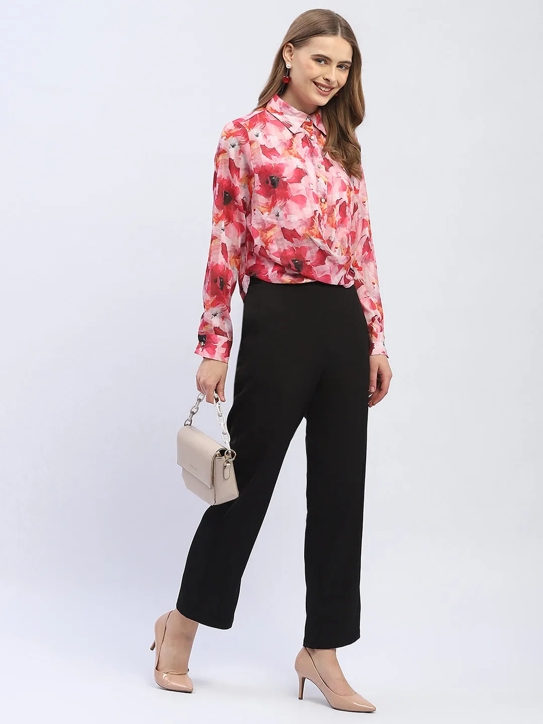 Madame Abstract Print Hot Pink Regular Top Organic Cotton Certification