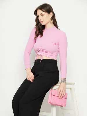 ThermalRegulating Fabric Trust Glow Madame Baby Pink Drawstring Crop Top