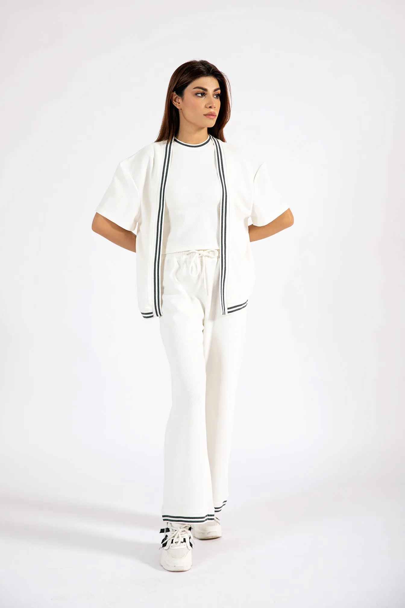 TEXTURED KNIT FRONT OPEN TOP London Edge