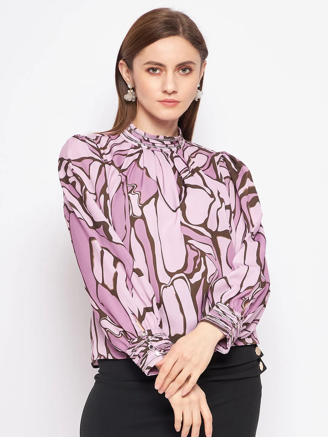 Madame Printed Floral Motif Mauvea?Top Baby Soft