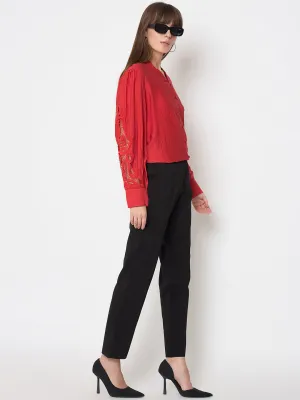 Madame Alex Waist Belt Detail Solid Black Trousers Seamless Waistband Layering Piece