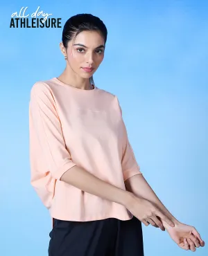Sporty Appeal Oeko Tex Certified Nykd All Day Cotton Dolman Tee - NYLE278 - Peach parfait