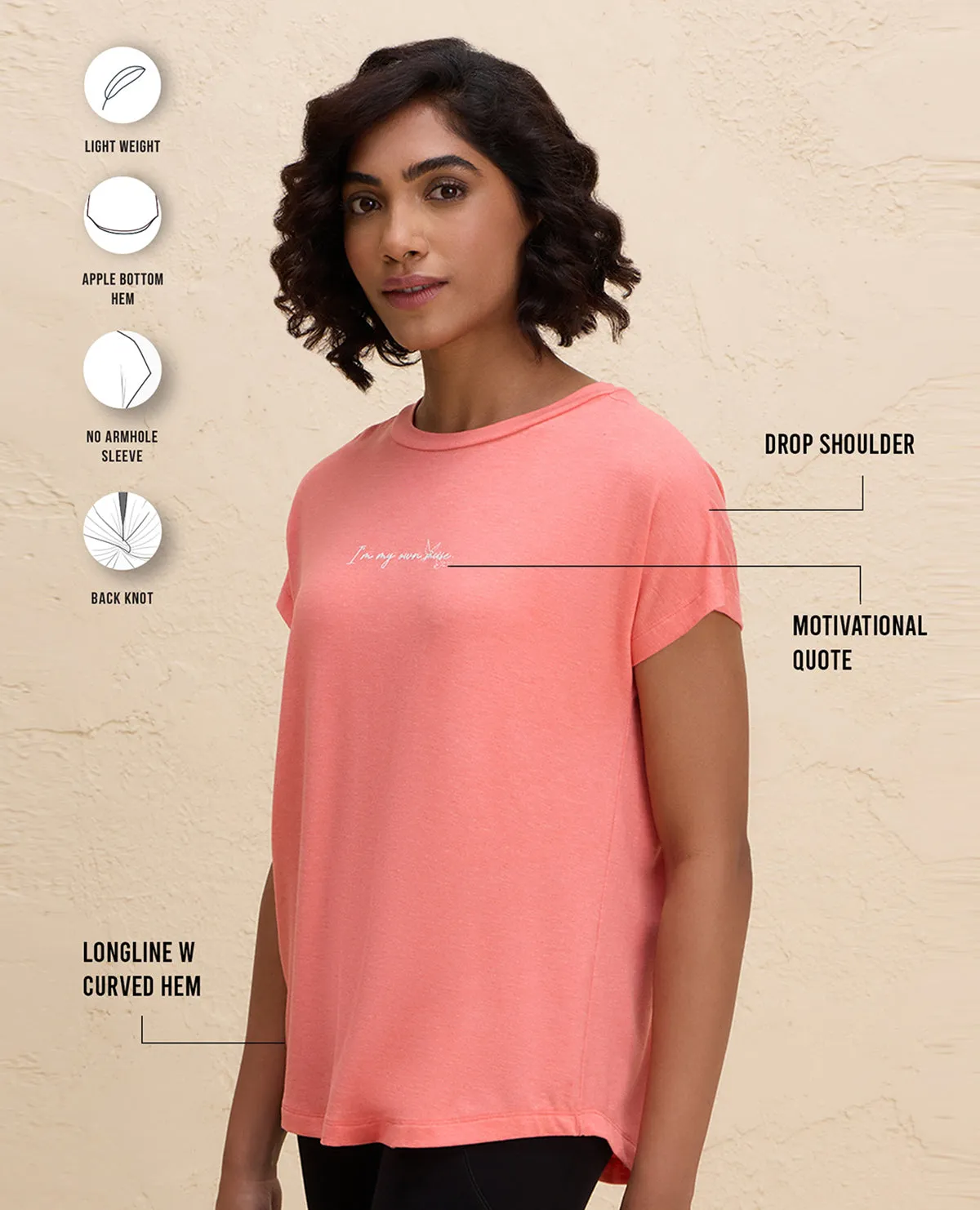 Streetwear Nykd By Nykaa Super Stylish Back Knot Tee-NYAT279-Orange
