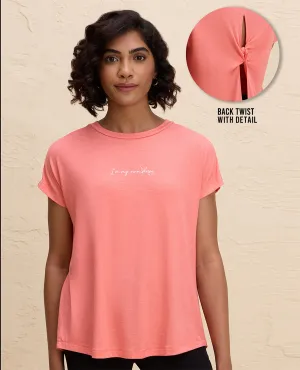 Comfy Vibes LayeredHemDetails Nykd By Nykaa Super Stylish Back Knot Tee-NYAT279-Orange