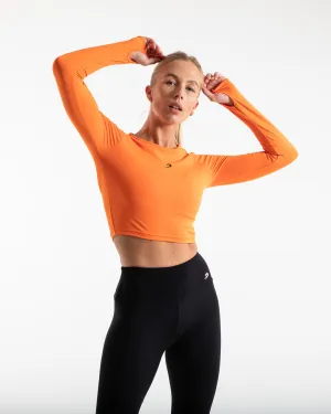 MoistureControl Lining Work Wear Training Long Sleeve Crop Top - Orange