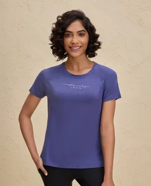 Nykd By Nykaa Quick Dry UV Protection Slim Fit Tee -NYK296-Blue Relaxed Armhole Cut Sporty Style