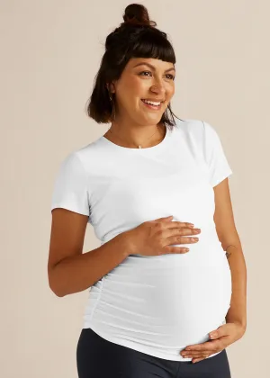 Beyond Yoga Featherweight One And Only Maternity Tee - White Seamless Sleeve Construction AdjustableWaistband