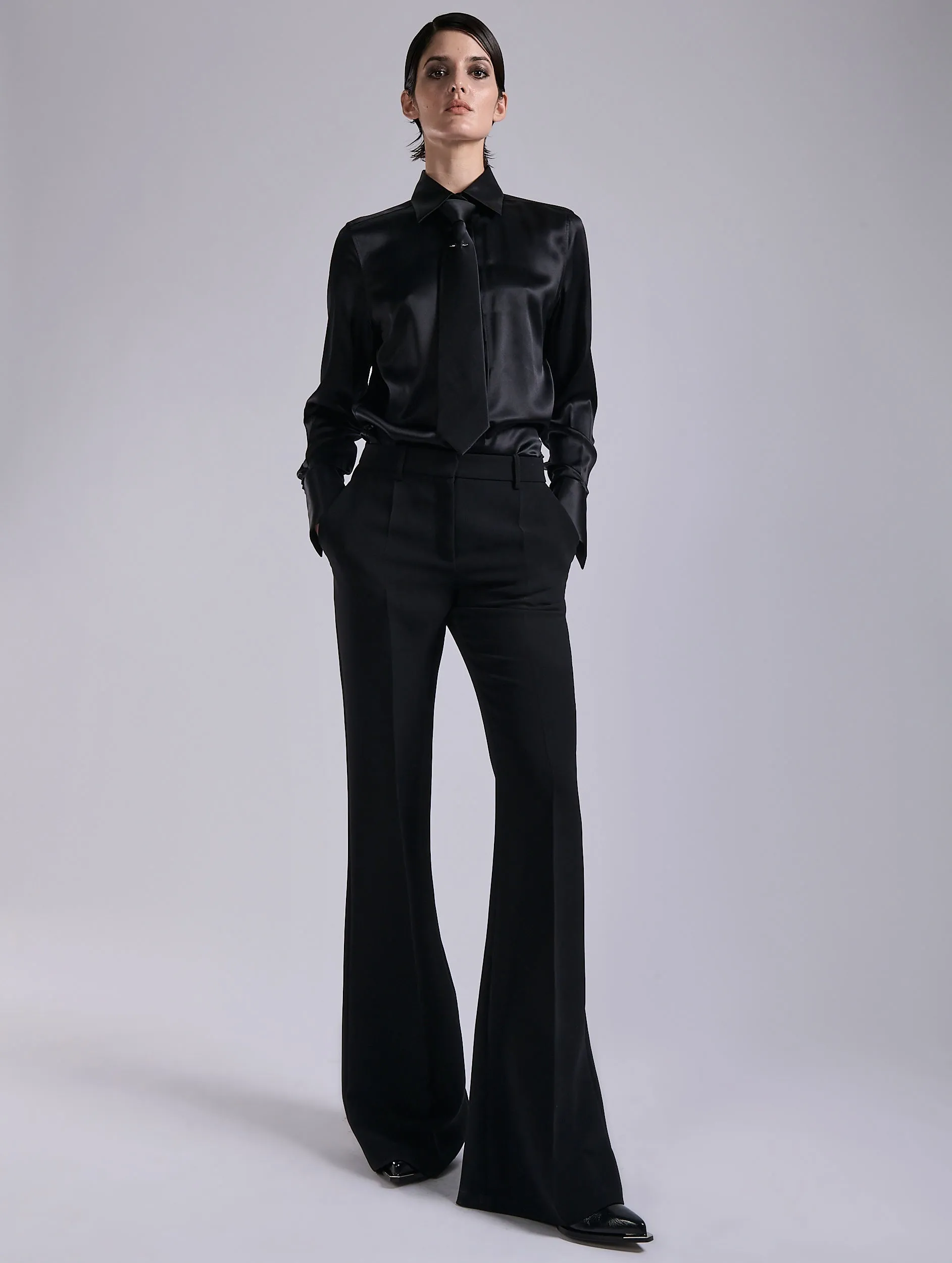 Black crepe bootleg trousers Relaxed Comfort Wear