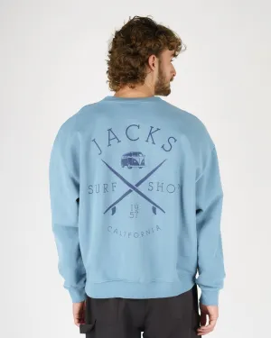 product high end luxury Snug Fit Bus Stop Heavyweight Crewneck - Blue