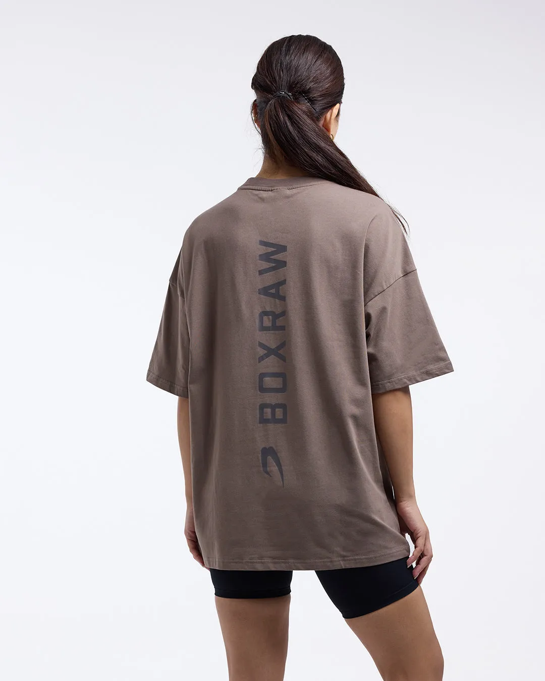 Fantasy Glow Casual Sweatshirt Lineal Oversized T-Shirt - Mocha