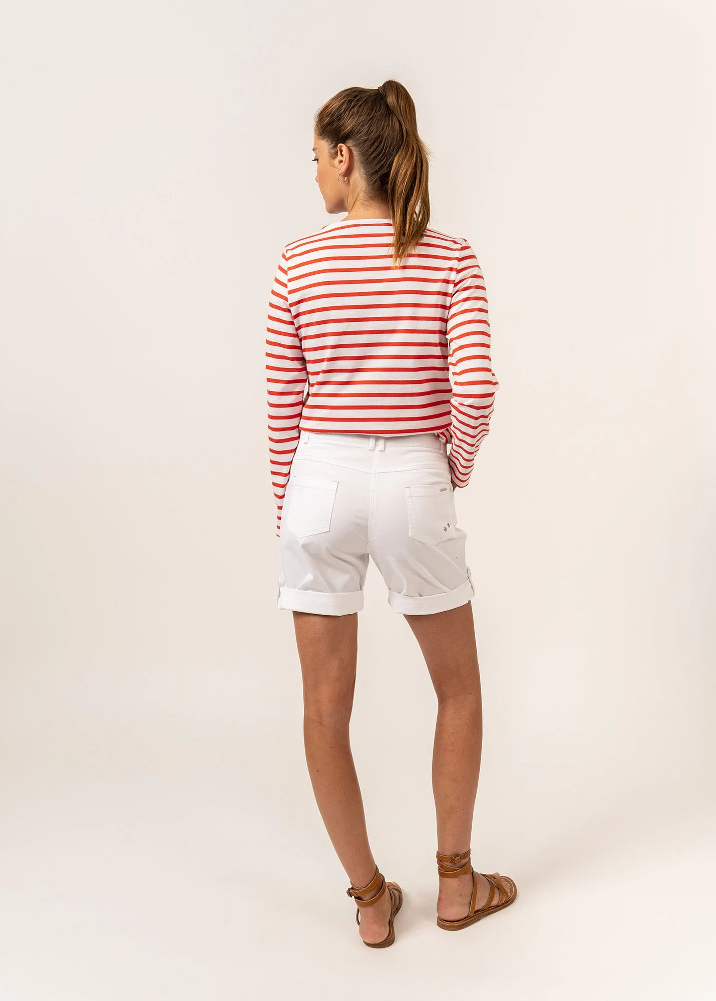 Marie plain shorts - in cotton (BLANC) Compact Packable Design Antibacterial Finish