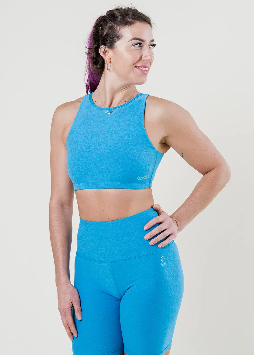 Spacedye Open Back Bra - Blue Ocean Heather Tough Core Photo Fit